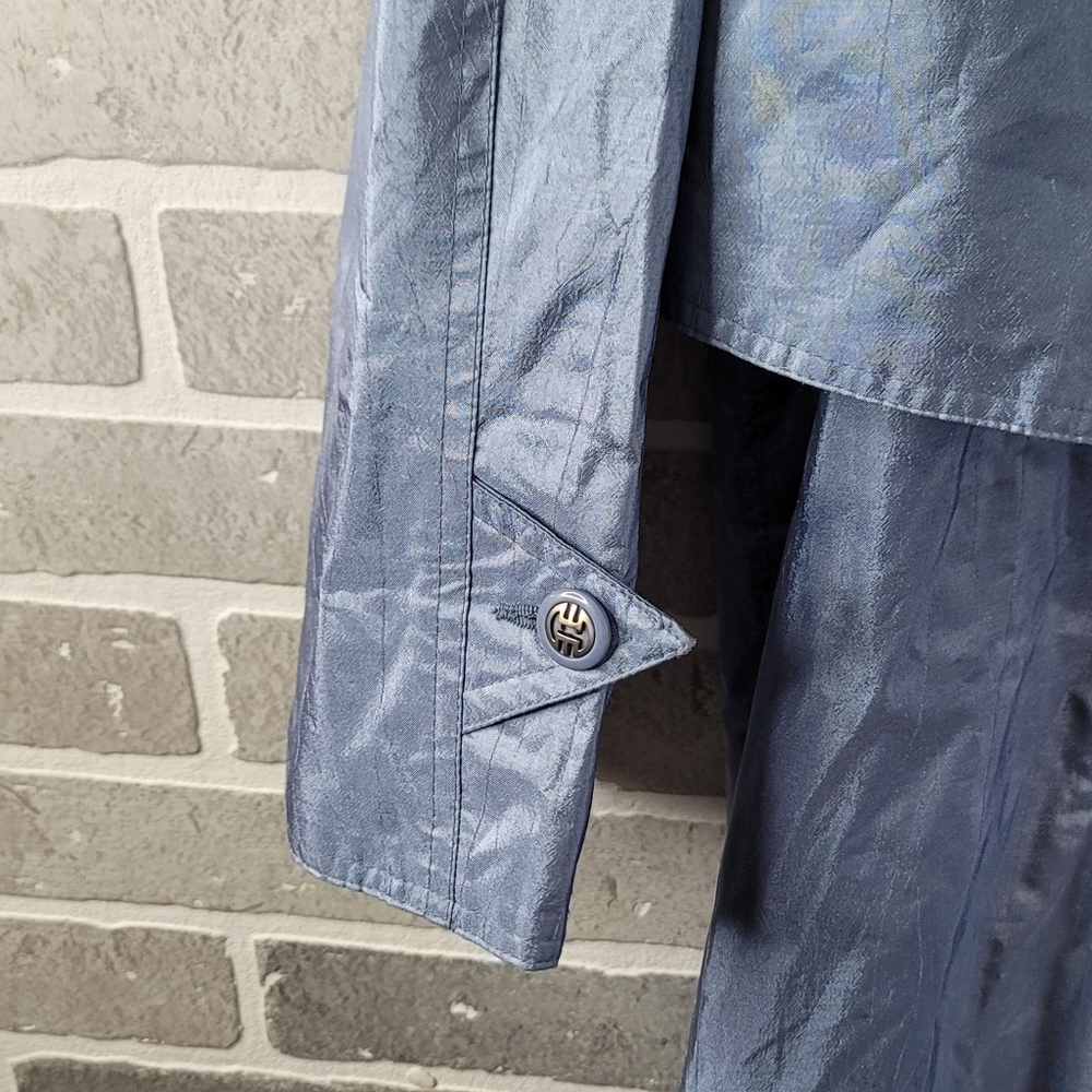 British Mist Full Length Light Blue Vintage Spring Rain Trench Coat Women's 3/4 - Picture 9 of 16